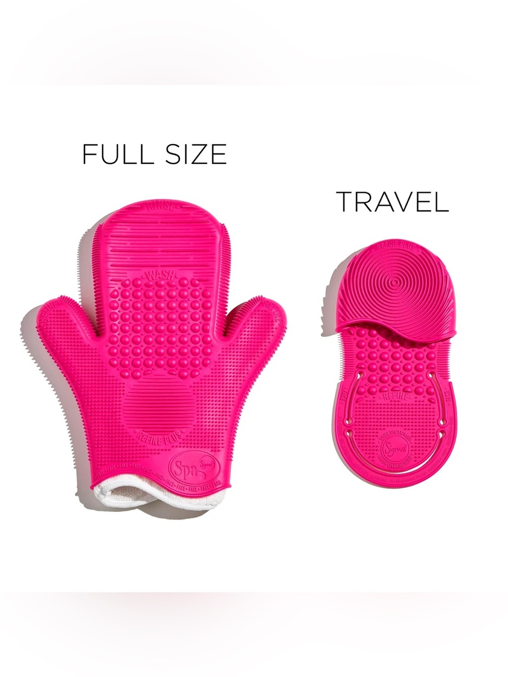 2X SIGMA SPA® BRUSH CLEANING GLOVE WITH COMPLIMENTARY TRAVEL SIZE (both pink)